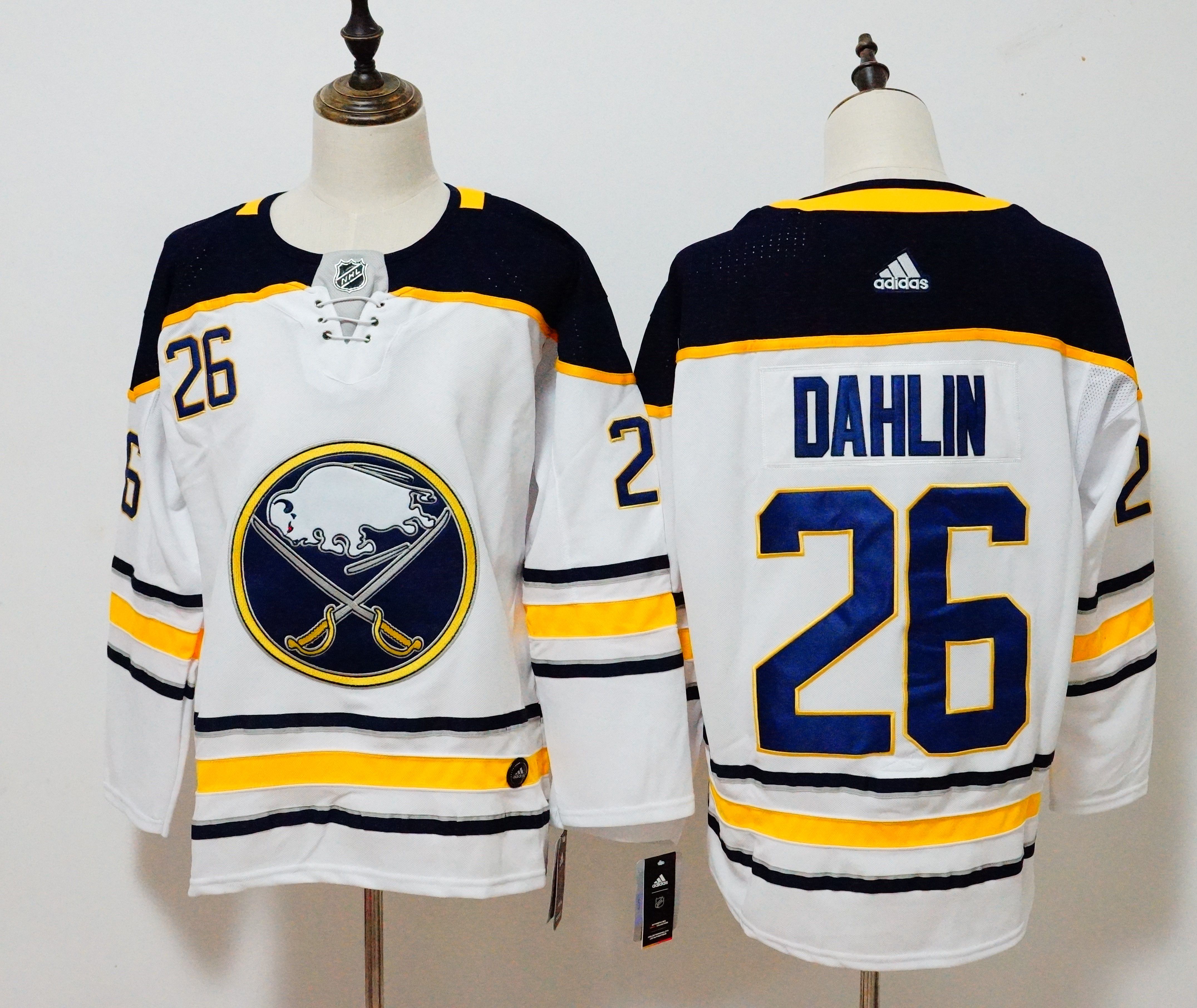 Men Buffalo Sabres #26 Dahlin White Hockey Stitched Adidas NHL Jerseys